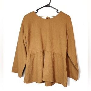 Madewell Lightspun Peplum Open Back Top In Tan Brown Size Small